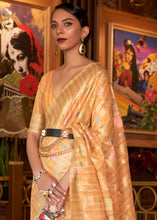 Load image into Gallery viewer, Shades Of Orange Handloom Weaving Linen Silk Saree