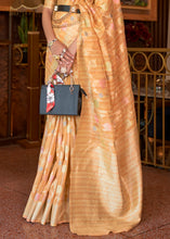 Load image into Gallery viewer, Shades Of Orange Handloom Weaving Linen Silk Saree