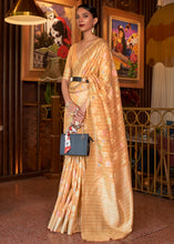 Load image into Gallery viewer, Shades Of Orange Handloom Weaving Linen Silk Saree