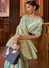 Load image into Gallery viewer, Shades Of Blue Handloom Weaving Linen Silk Saree