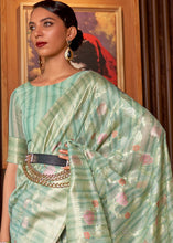 Load image into Gallery viewer, Shades Of Blue Handloom Weaving Linen Silk Saree