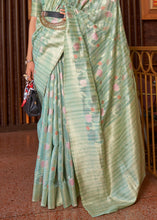 Load image into Gallery viewer, Shades Of Blue Handloom Weaving Linen Silk Saree