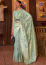 Load image into Gallery viewer, Shades Of Blue Handloom Weaving Linen Silk Saree