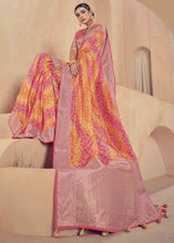 Load image into Gallery viewer, Pink &amp; Yellow Zari Woven Raw Silk Saree
