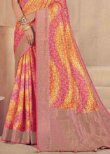 Load image into Gallery viewer, Pink &amp; Yellow Zari Woven Raw Silk Saree
