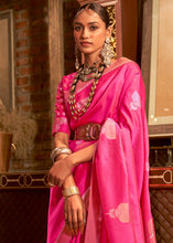 Load image into Gallery viewer, Hot Pink Copper Zari Woven Designer Silk Saree