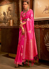 Load image into Gallery viewer, Hot Pink Copper Zari Woven Designer Silk Saree