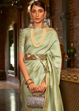 Load image into Gallery viewer, Light Green Copper Zari Woven Designer Silk Saree