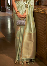 Load image into Gallery viewer, Light Green Copper Zari Woven Designer Silk Saree