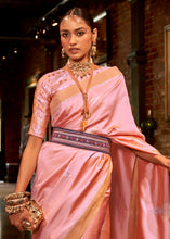 Load image into Gallery viewer, Mauvelous Pink Copper Zari Woven Designer Silk Saree