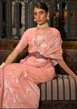 Load image into Gallery viewer, Coral Pink Handloom Woven Designer Silk Saree