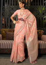 Load image into Gallery viewer, Coral Pink Handloom Woven Designer Silk Saree