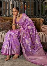Load image into Gallery viewer, Amethyst Purple Handloom Woven Designer Silk Saree