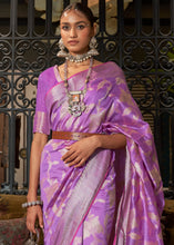 Load image into Gallery viewer, Amethyst Purple Handloom Woven Designer Silk Saree