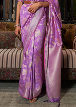 Load image into Gallery viewer, Amethyst Purple Handloom Woven Designer Silk Saree