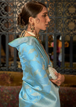 Load image into Gallery viewer, Capri Blue Handloom Woven Designer Silk Saree