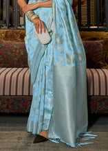 Load image into Gallery viewer, Capri Blue Handloom Woven Designer Silk Saree