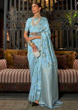 Load image into Gallery viewer, Capri Blue Handloom Woven Designer Silk Saree