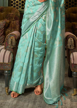 Load image into Gallery viewer, Shades Of Green Handloom Woven Designer Silk Saree