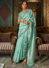 Load image into Gallery viewer, Shades Of Green Handloom Woven Designer Silk Saree