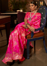 Load image into Gallery viewer, Fuscia Pink Handloom Woven Satin Silk Saree