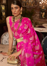 Load image into Gallery viewer, Hot Pink Handloom Woven Satin Silk Saree