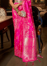 Load image into Gallery viewer, Hot Pink Handloom Woven Satin Silk Saree