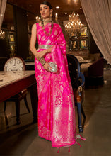 Load image into Gallery viewer, Hot Pink Handloom Woven Satin Silk Saree