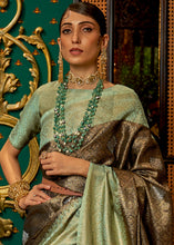 Load image into Gallery viewer, Green &amp; Brown Zari Woven Silk Saree with Tassels on Pallu