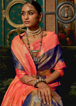 Load image into Gallery viewer, Blue &amp; Pink Zari Woven Silk Saree with Tassels on Pallu
