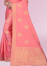 Load image into Gallery viewer, Punch Pink Zari Woven Silk Saree with Tassels on Pallu