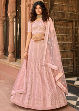 Laden Sie das Bild in den Galerie-Viewer, Baby Pink Organza Lehenga with Zari,Thread &amp; Sequins work