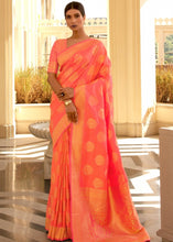 Cargar imagen en el visor de la galería, Dark Coral Pink Woven Soft Kanjivaram Silk Saree with overall Butti work