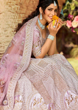 Carica l&#39;immagine nel visualizzatore Galleria,Periwinkle Purple Velvet Lehenga Choli with Zari, Dori &amp; Zarkan work