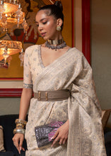Load image into Gallery viewer, Light Beige Brown Kashmiri Woven Cotton Silk Saree