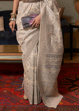 Load image into Gallery viewer, Light Beige Brown Kashmiri Woven Cotton Silk Saree