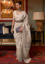 Load image into Gallery viewer, Light Beige Brown Kashmiri Woven Cotton Silk Saree