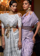 Load image into Gallery viewer, Lavender Purple Kashmiri Woven Cotton Silk Saree