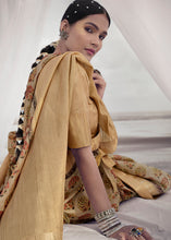 Load image into Gallery viewer, Tan Brown Printed Designer Silk Saree with Weaving Border