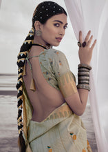 Load image into Gallery viewer, Squirrel Grey Printed Designer Silk Saree with Weaving Border
