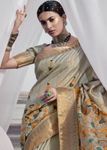 Load image into Gallery viewer, Squirrel Grey Printed Designer Silk Saree with Weaving Border