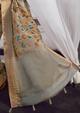 Load image into Gallery viewer, Squirrel Grey Printed Designer Silk Saree with Weaving Border