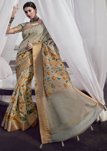 Load image into Gallery viewer, Squirrel Grey Printed Designer Silk Saree with Weaving Border