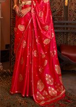 Cargar imagen en el visor de la galería, Tart Red Copper Zari Woven Satin Silk Saree