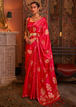 Cargar imagen en el visor de la galería, Tart Red Copper Zari Woven Satin Silk Saree