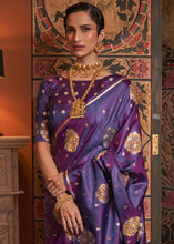 Load image into Gallery viewer, Grape Purple Copper Zari Woven Satin Silk Saree