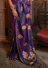 Load image into Gallery viewer, Grape Purple Copper Zari Woven Satin Silk Saree