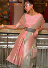 Load image into Gallery viewer, Trout Grey Woven Linen Silk Saree with Contrast Border &amp; Pallu