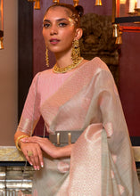 Load image into Gallery viewer, Trout Grey Woven Linen Silk Saree with Contrast Border &amp; Pallu