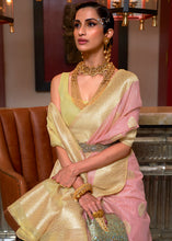 Load image into Gallery viewer, Flamingo Pink Woven Linen Silk Saree with Contrast Border &amp; Pallu